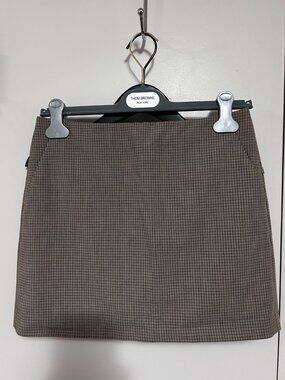 Uniqlo Gray Plaid Mini Skirt Houndstooth Back Zip Lined Women's S